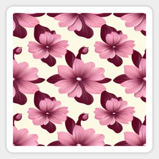 Dark red and pink floral pattern on pale background Magnet